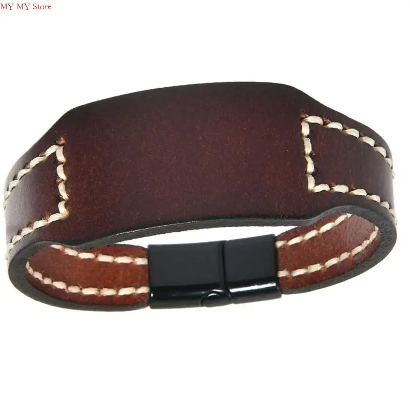 N1he Artisanal Crafted Cowhides Leather Bracelet تصميم أنيق للارتداء اليومي