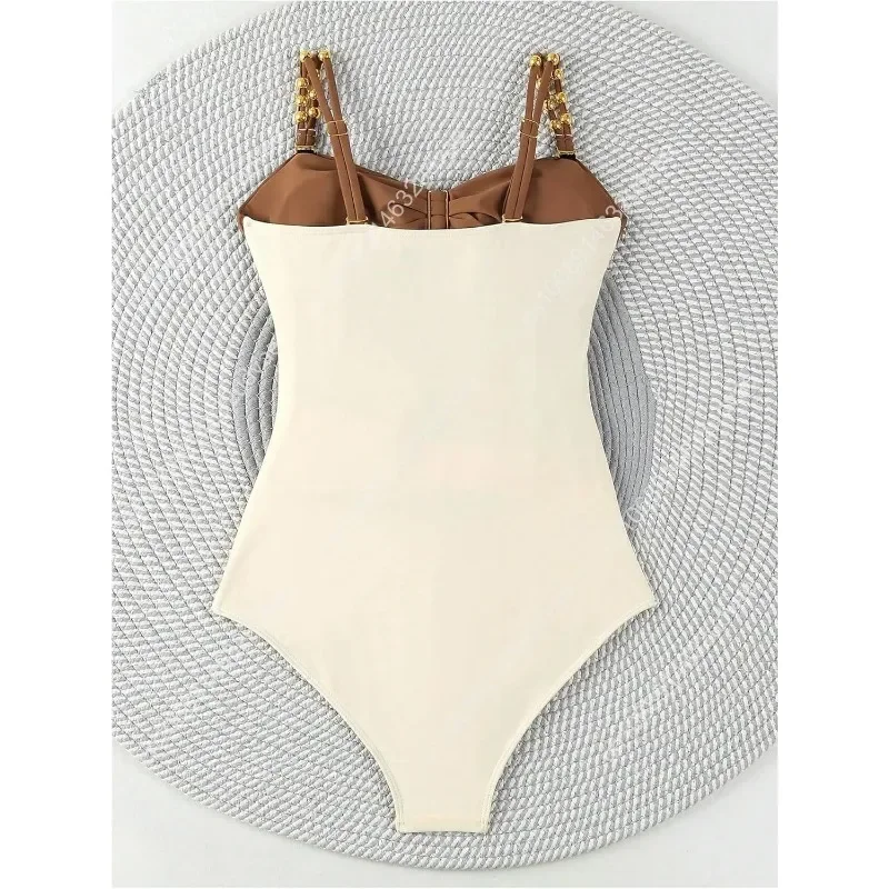 Verdusa Women's Cut Out Colorblock One Piece Swimsuit Ruched Swimwear Bathing Suit