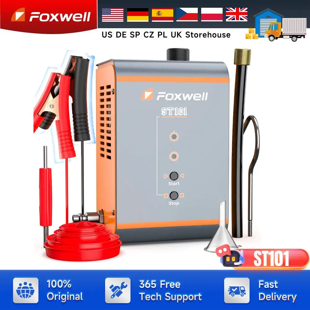 

FOXWELL ST101 12V Automotive EVAP Leakage Detector Oil Pipe Smoke Generator Inspection Tools Turbo Car Smoke Leak Detector
