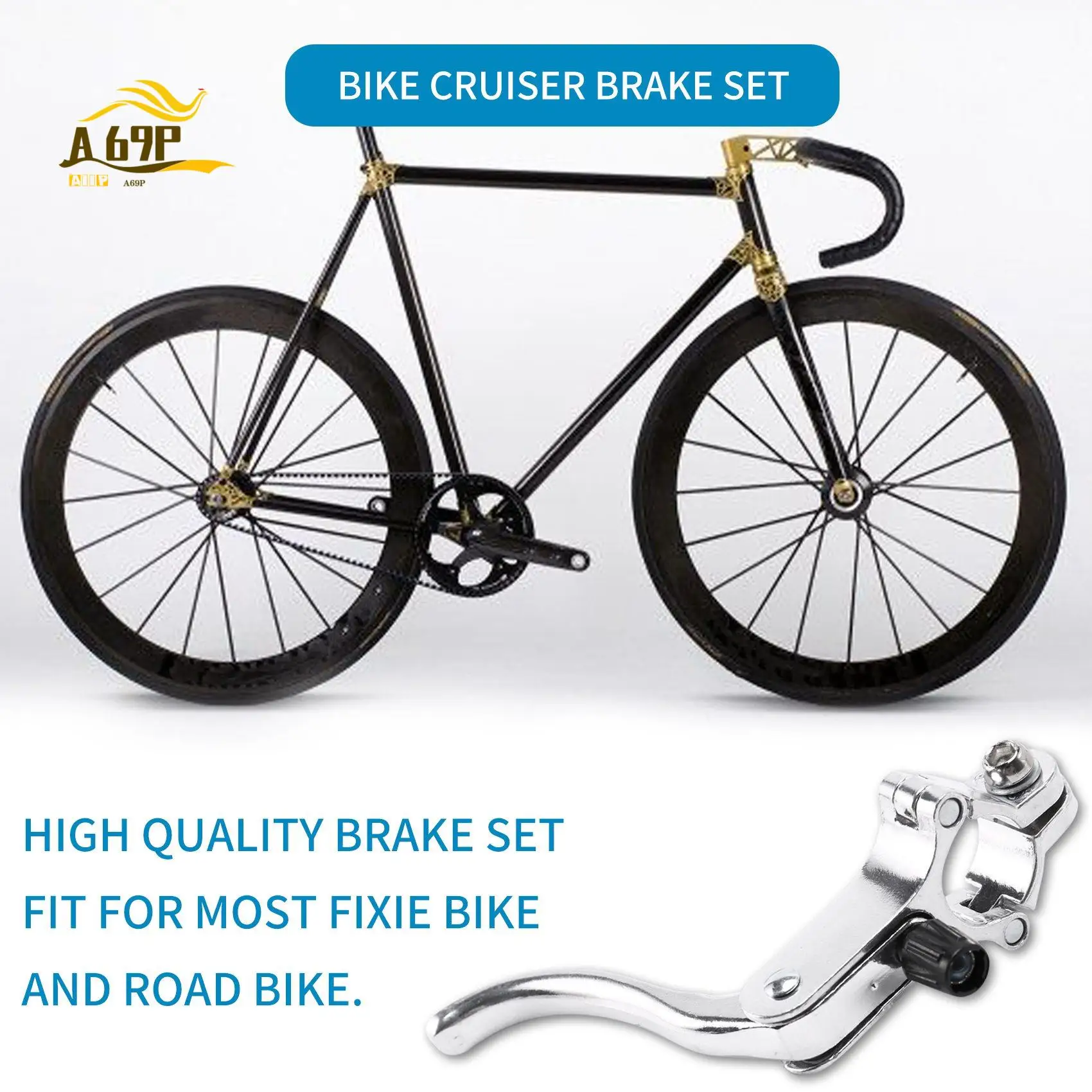 

A69P-Fixie Road Bike Cruiser Brake Set Bike Brake Kit Bike Caliper Brake Kit Side Pull Brake Set For Most Fixie Bike