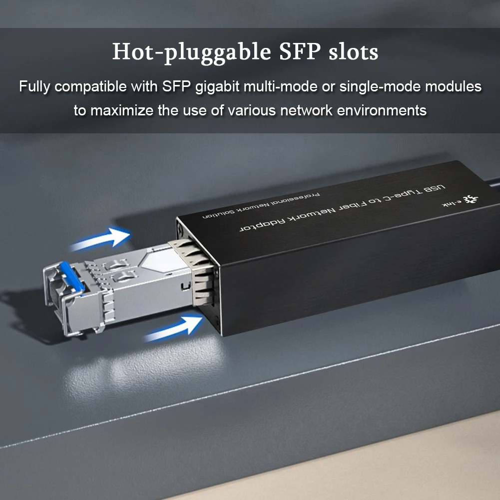 기가비트 파이버 이더넷 카드, NIC 네트워크 어댑터, C타입 to SFP, 100, 1000Base-X, USB3.0, SFP 기가비트 네트워크 카드