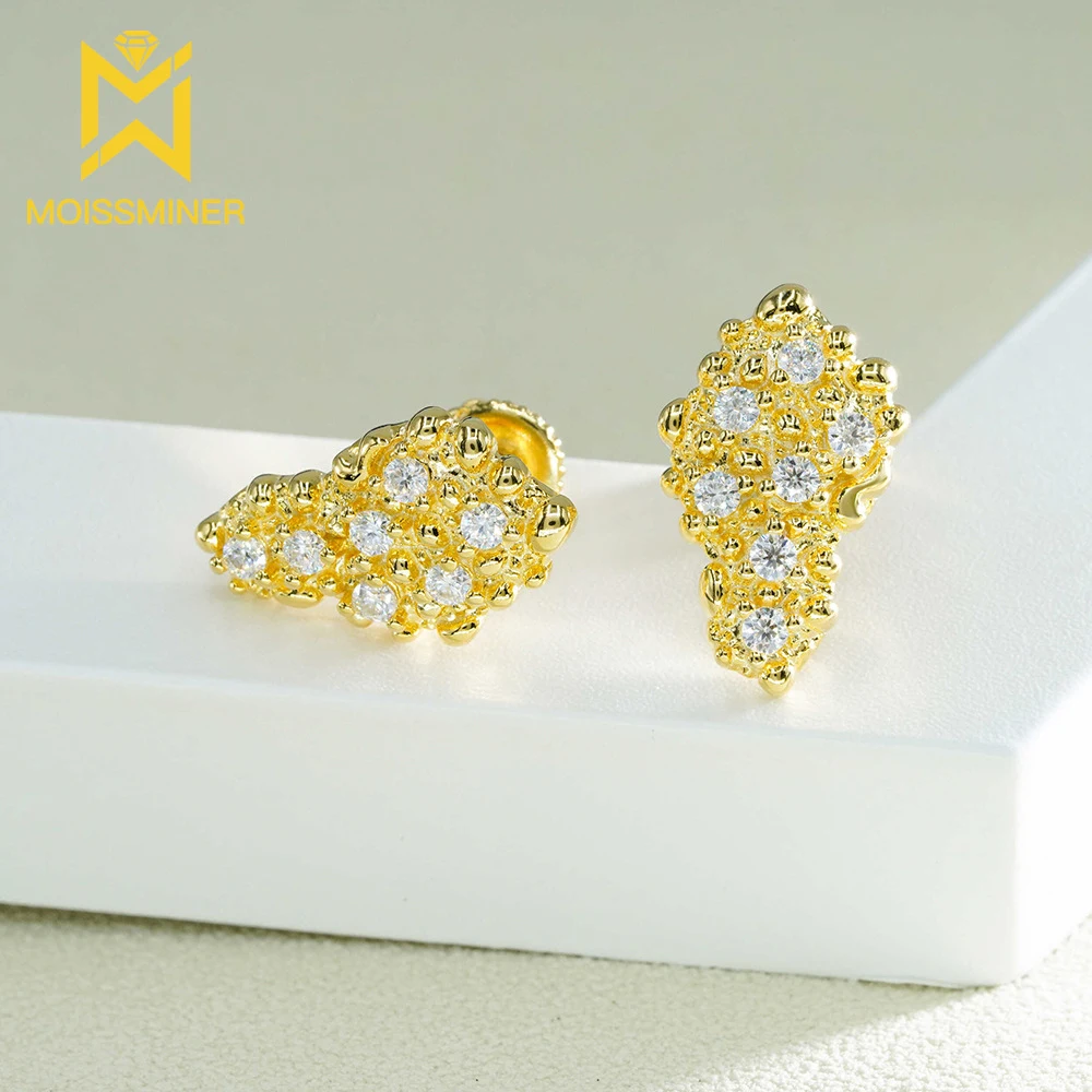 Irregular Moissanite Earrings For Women Iced Out Ear Studs Pass Diamonds Tester Hip Hop Jewelry Free Shipping