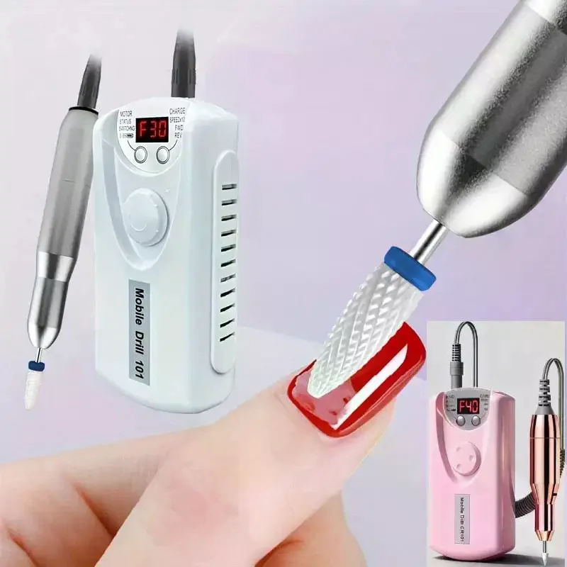 

Nail Drill Machine Pro Lathe Nail Milling Cutter Rechargeable Nail Art Electric Sander Motor Polisher With 6 Polishing Head