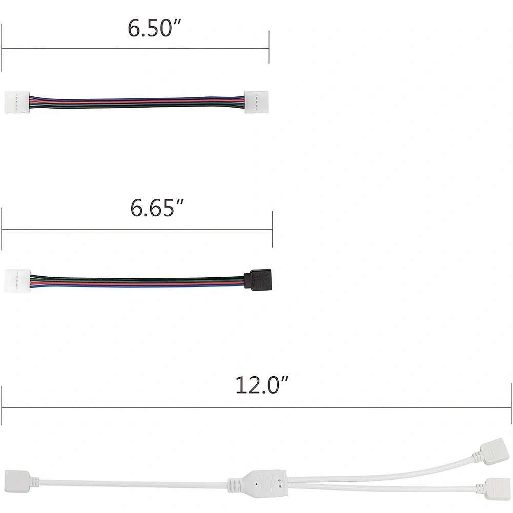 95Pcs LED Strip Connector for 5050 10mm 4Pin L Shape T Shape Solderless Gapless Adapter, 2 Way Splitter