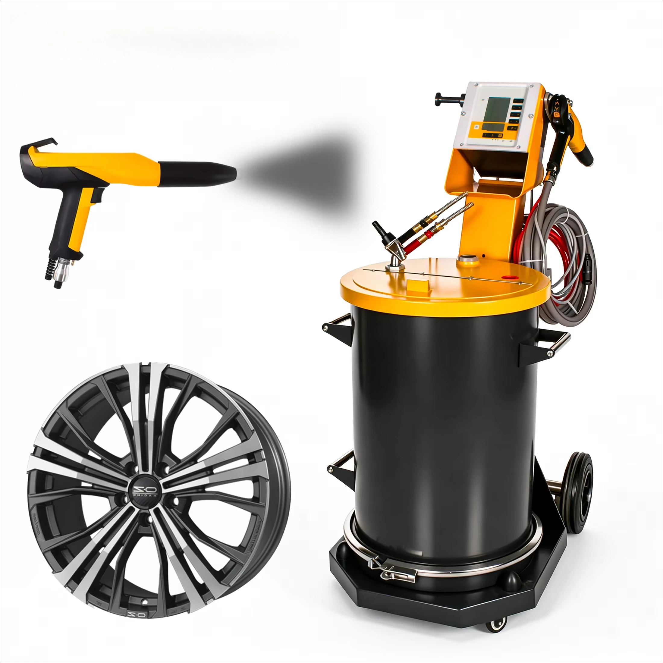Powder Coating Gun, Electrostatic Spray Gun for Car Wheel Hub, Motorcycle Tire, Metal Surface, 110V-220V Adjustable Voltage