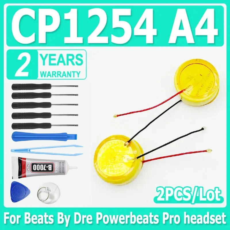2PCS/Lot CP1254 A4 New Rechargeable Battery Li-Ion CP1254 A4 LIR1254 For Beats By Dre Powerbeats Pro headset+Free Tools