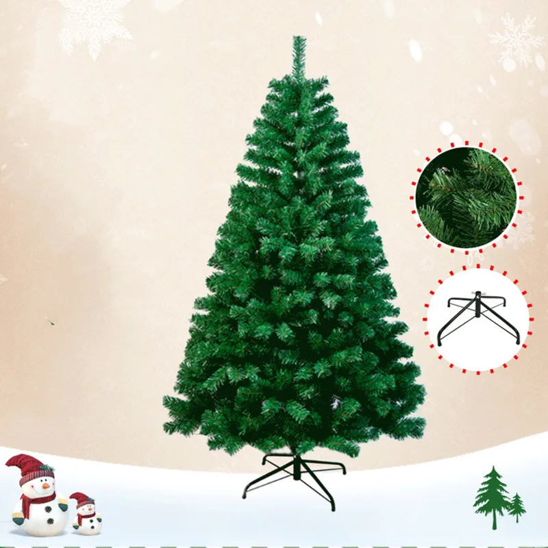 2.1m Artificial Christmas Tree with 1000 Branches PVC Retardant Party Decoration Metal Tripod Encryption Green Christmas Tree