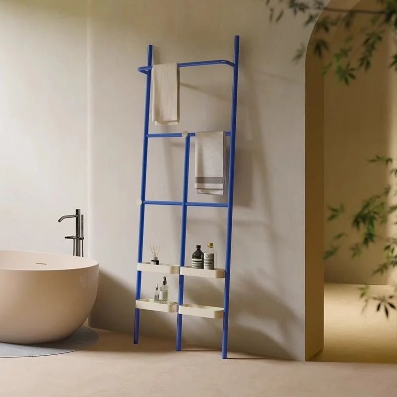 

Nordic bathroom ladder multi-layer storage rack toilet floor hanging clothes rack household