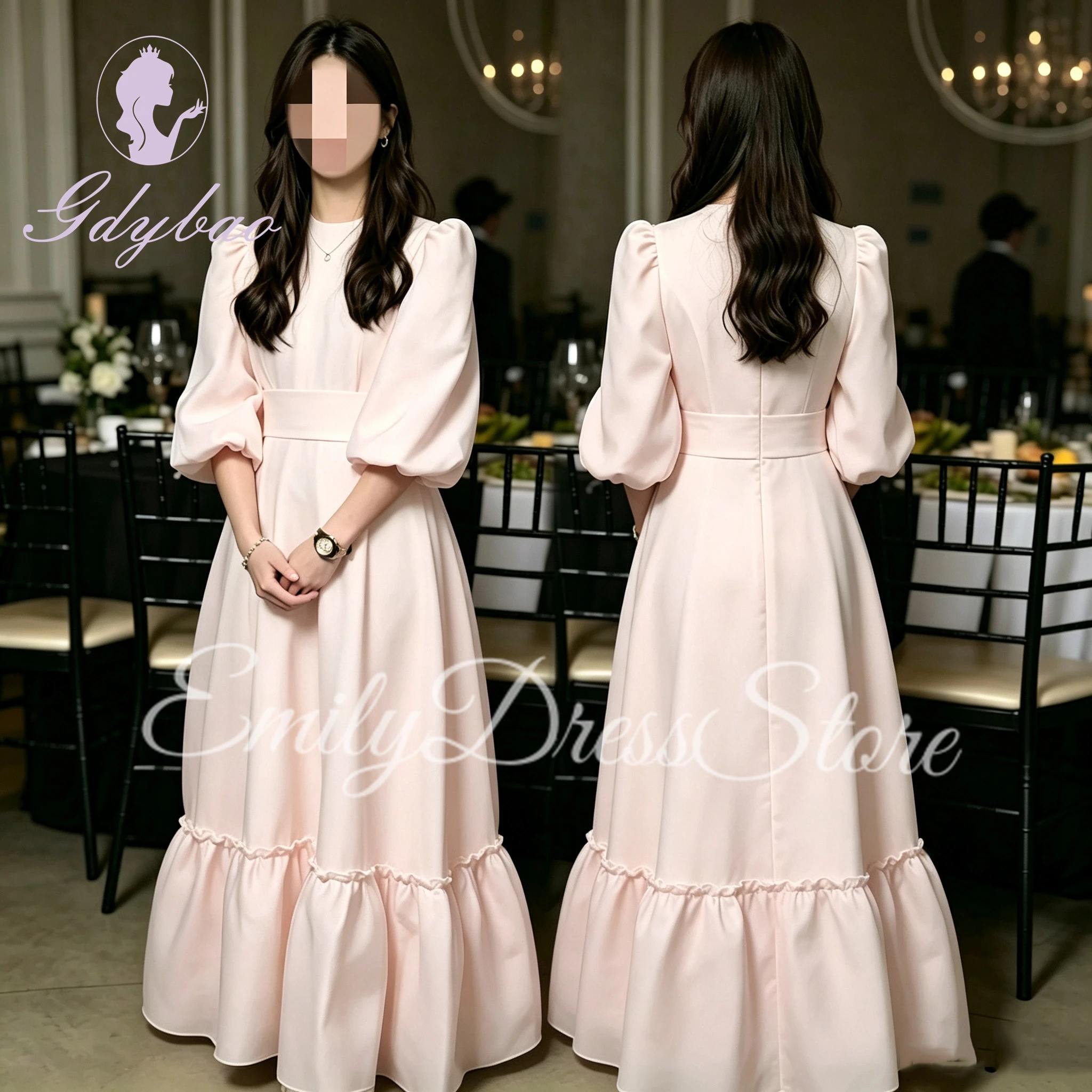 Customized Ivory Flower Girl Dress For Wedding Satin O-neck High Waist Pleated Elegant Kids Birthday Party First Communion Gown
