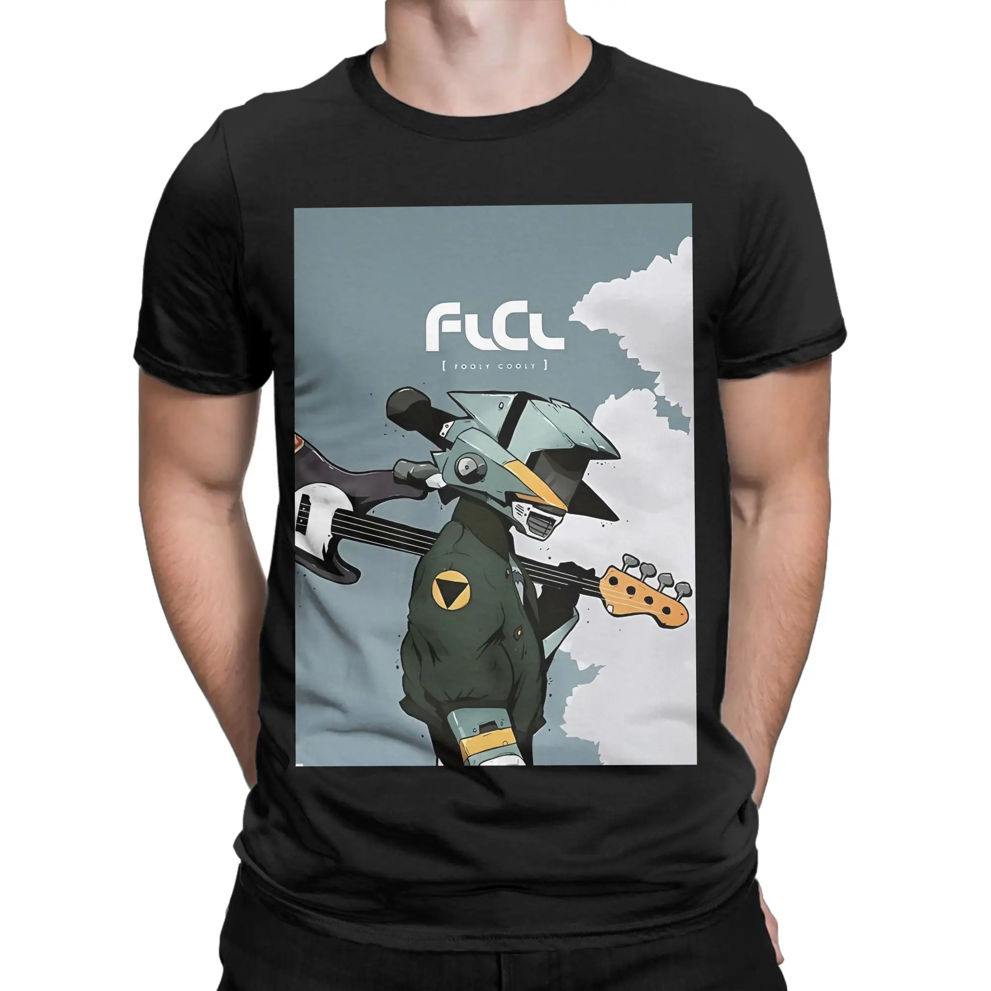 FLCL Canti Anime Novelty Camiseta 100% de algodón FLCL Camisetas para hombres
