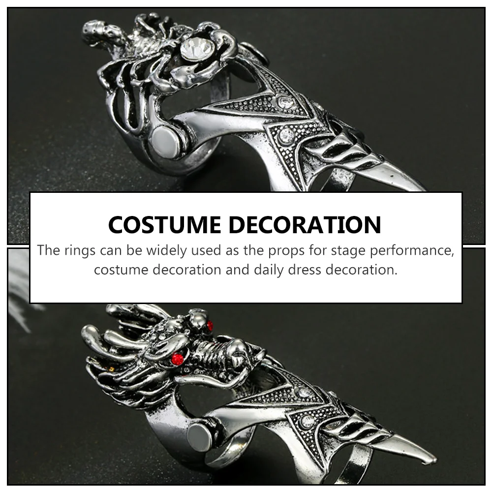 

3 Pcs Dragon Head Ring Male Jewelry Punk Style Finger Hand Joint Decor Fashion Accessory Retro