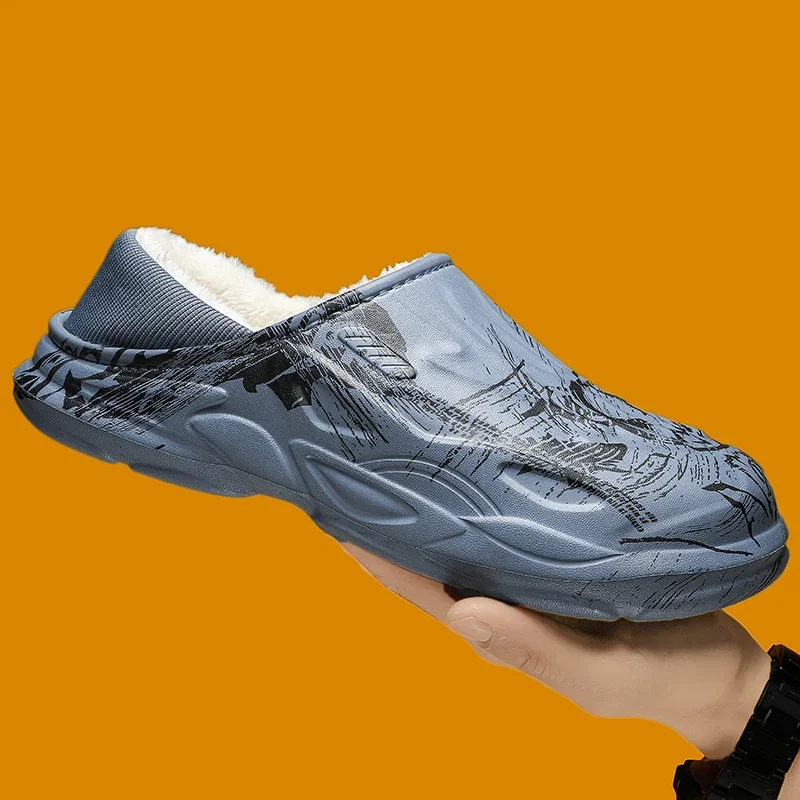 Taglia 47 Pantofole invernali da uomo Eva Scarpe casual Calzature per interni ed esterni calde in peluche antiscivolo con piattaforma impermeabile per giovani