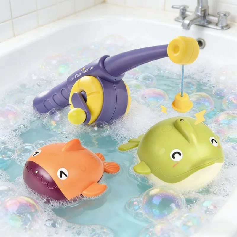 아기 물놀이 낚시 장난감 아기 물놀이 목욕 장난감 세트 손과 눈의 협응 훈련 스프링 물고기 부모-자녀 상호작용