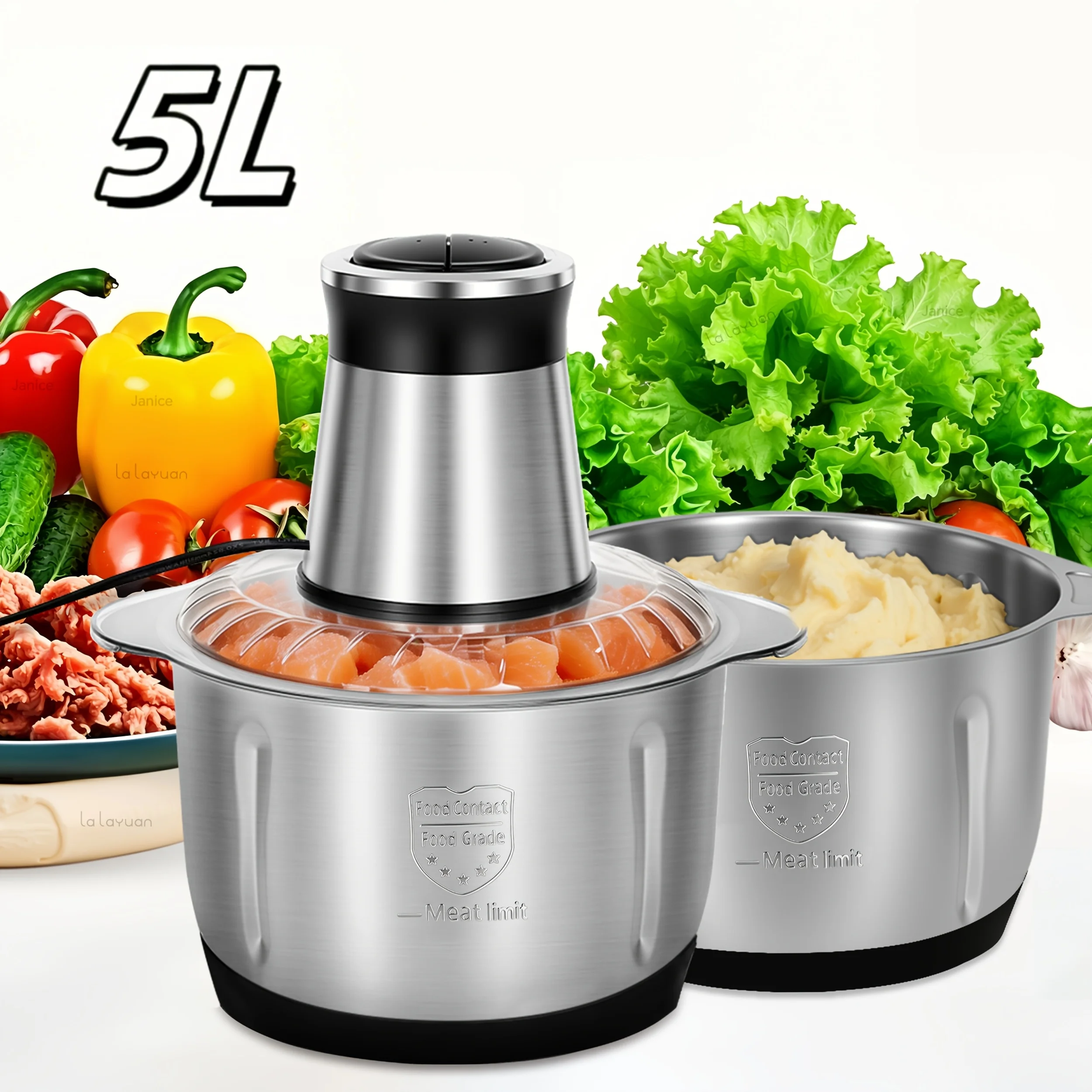 Picadora de Alimentos Eléctrica Compacta para Uso Doméstico – Muele Carne, Mezcla Ensaladas, Pica Ajo, Cebollas, Frutas y Verduras – Incluye Recipiente Reutilizable – Ayudante de Cocina Multifuncional Fácil de Limpiar – Funcionamiento Semiautomático – Diseño que Ahorra Espacio – Ideal para Uso Diario