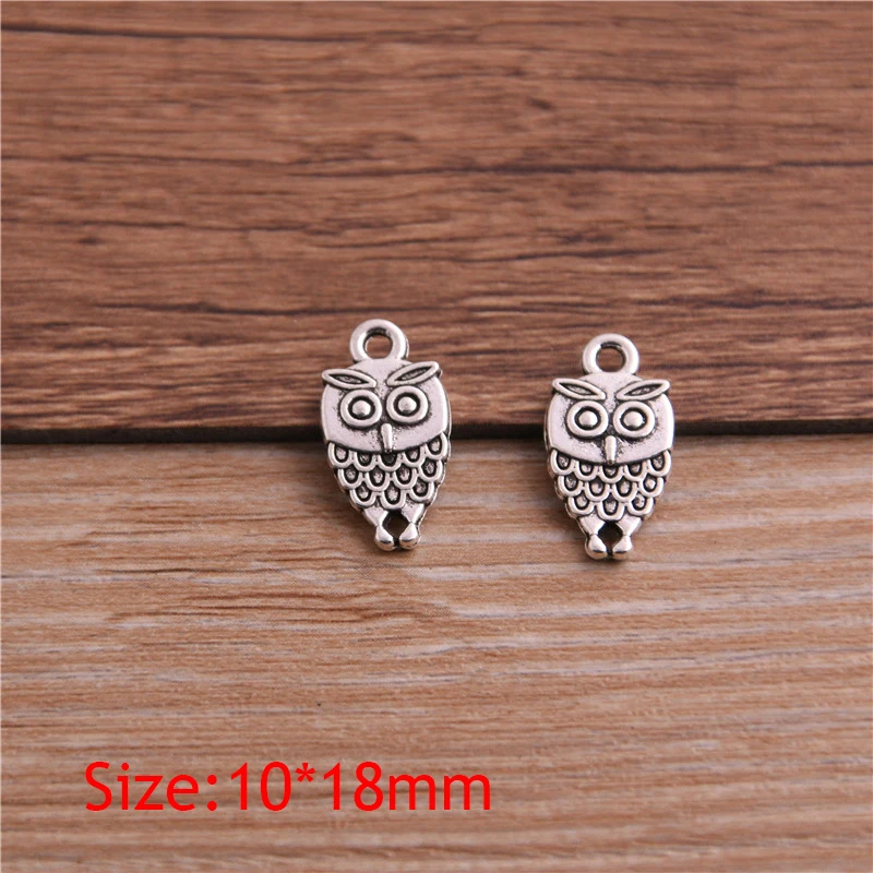 20PCS 10*18mm Double-faced Owl Pendant Two Color DIY Retro Jewelry Bracelet Necklace Charms Pendant