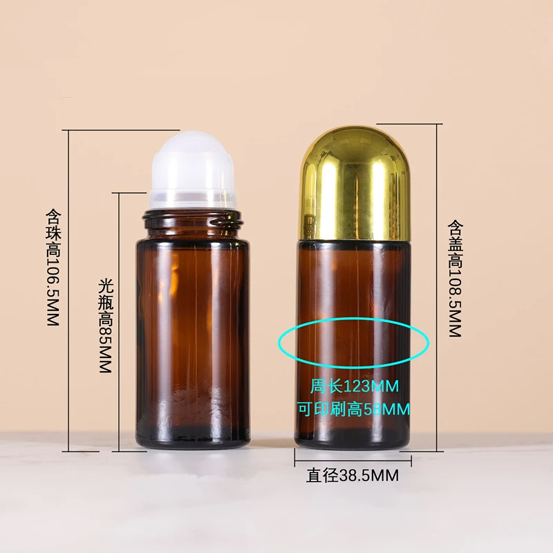 100pcs Amber Glass Roller Bottles 30ml Extra Large Roll On Perfume Oil Bottle Underarm