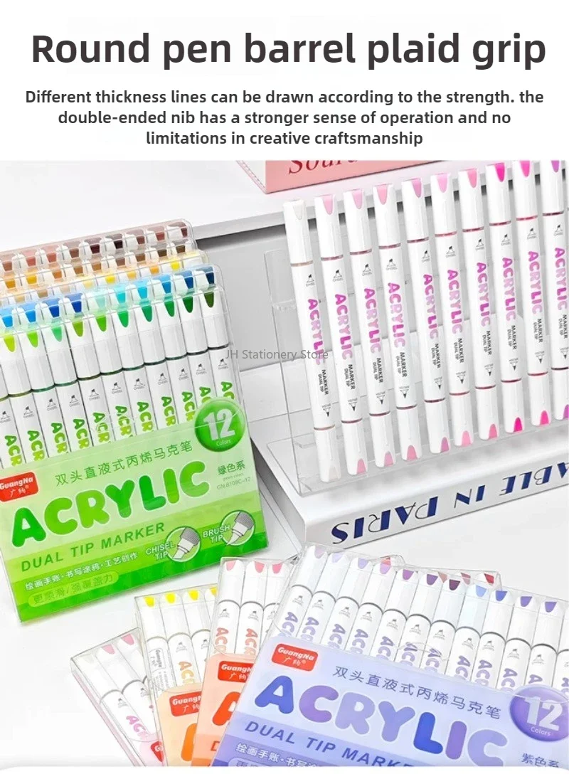 GuangNa Dual Tip Neuer drückenfreier Student Malerei Handzeichnung Acryl Marker Gerader flüssiger wasserdichter Graffiti-Stift – Detail 20