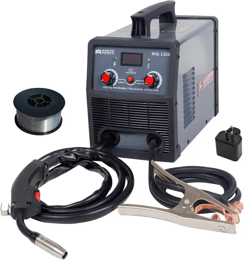 

MIG-130A, 130 Amp MIG/Flux Core Wire Welder, 115/230V Dual Voltage IGBT Inverter Welding Soldering Machine