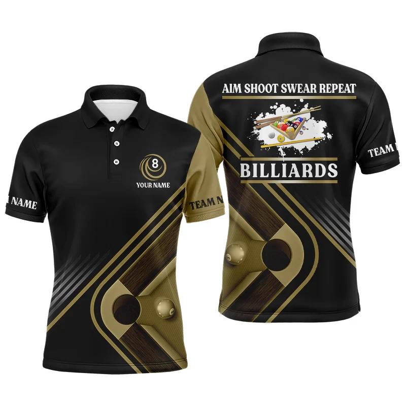 

Trend Billiards Graphic Polo Shirts For Men Summer Casual Short Sleeve 3D Printed Custom Name Polo Shirt Loose Breathable Tee