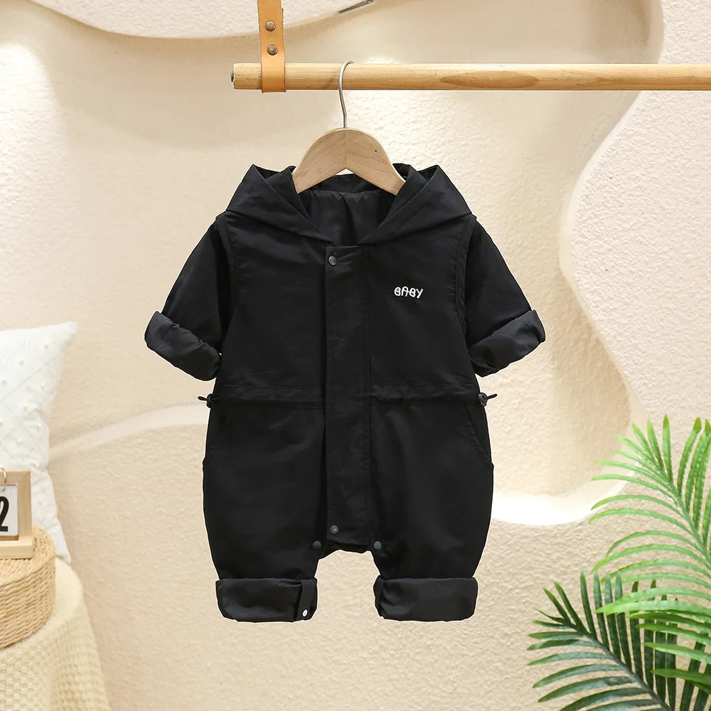 Newborn Baby Bodysuit Clothes Windproof Long Sleeve Rompers Hooded Clothing Boys Girls Outdoor Jackets Clothes