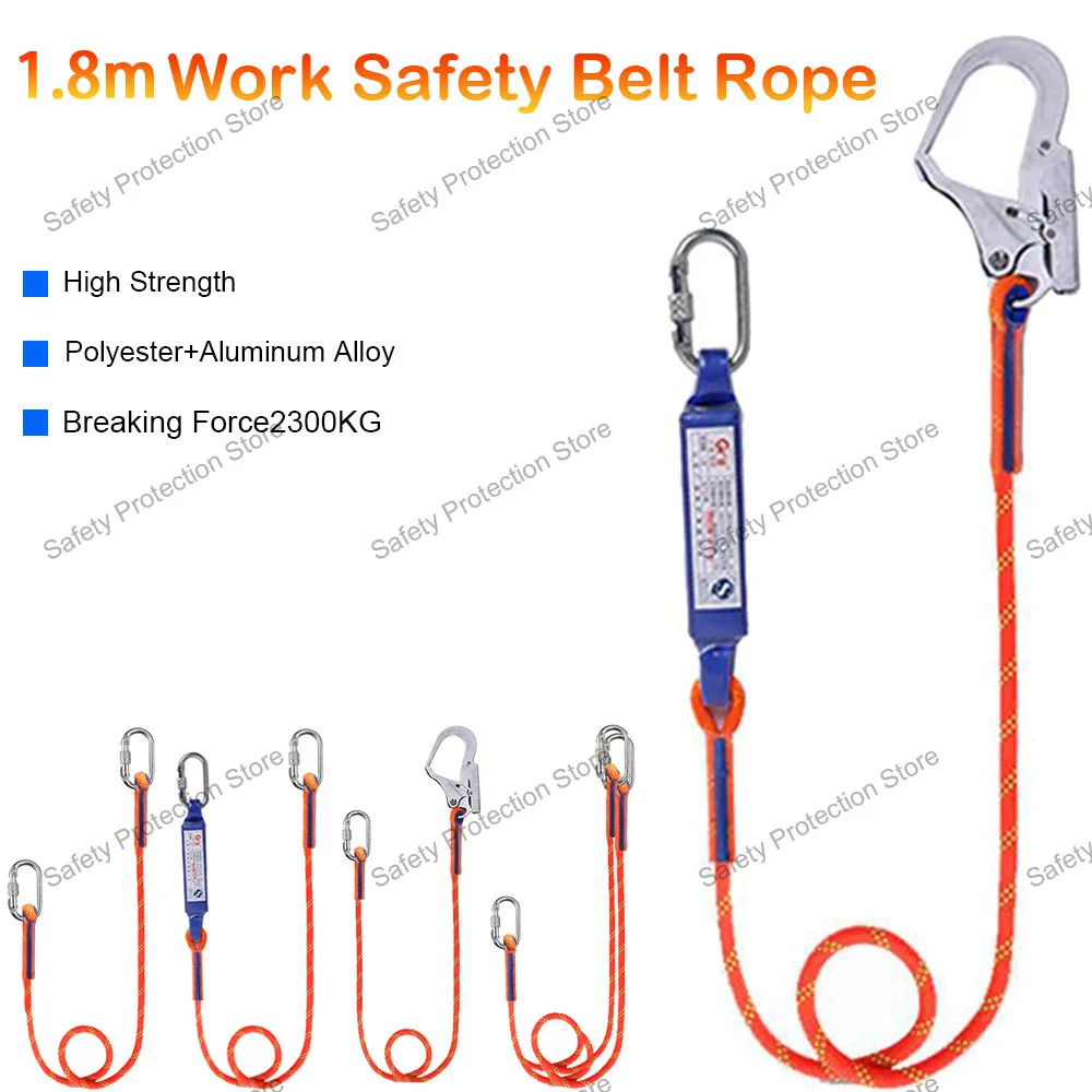 

23KN High Altitude Work Safety Belt Rope Hook Electrician Protective Safe Belt Rope Wear Resistant Anti Fall Buffer Safety Rope