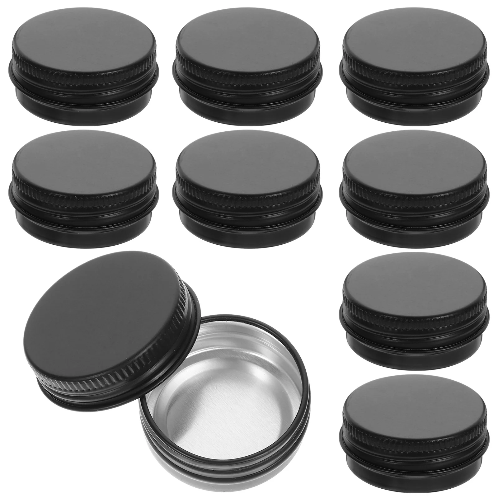 

10 Pcs Bottled in Black Aluminum Box Sample Containers Lip Balm Aluminium Tin Jars Metal Tins with Lids