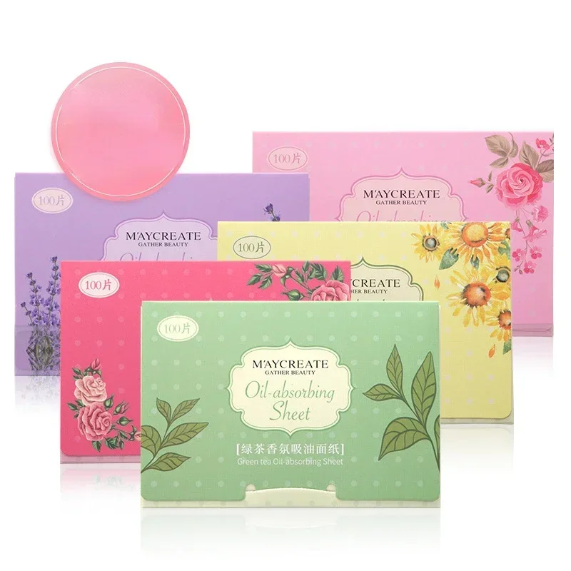 200pcs/2pack Green Tea Face Absorbent Oil Control Paper Wipes Oil Removal Absorbing Sheet Matcha Oily Face Blotting Paper