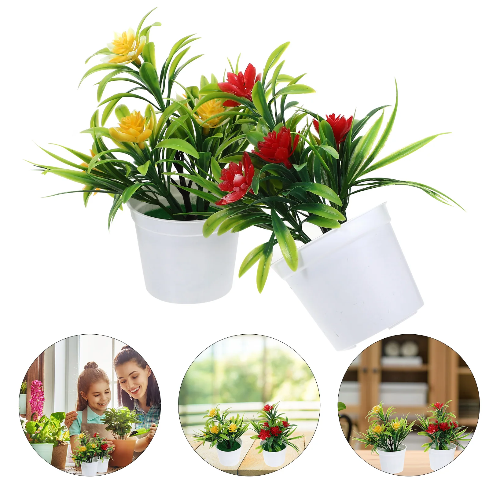 

4 Pcs Faux Simulated Small Bonsai Dining Room Table Decor Artificial Fake Tree Plastic