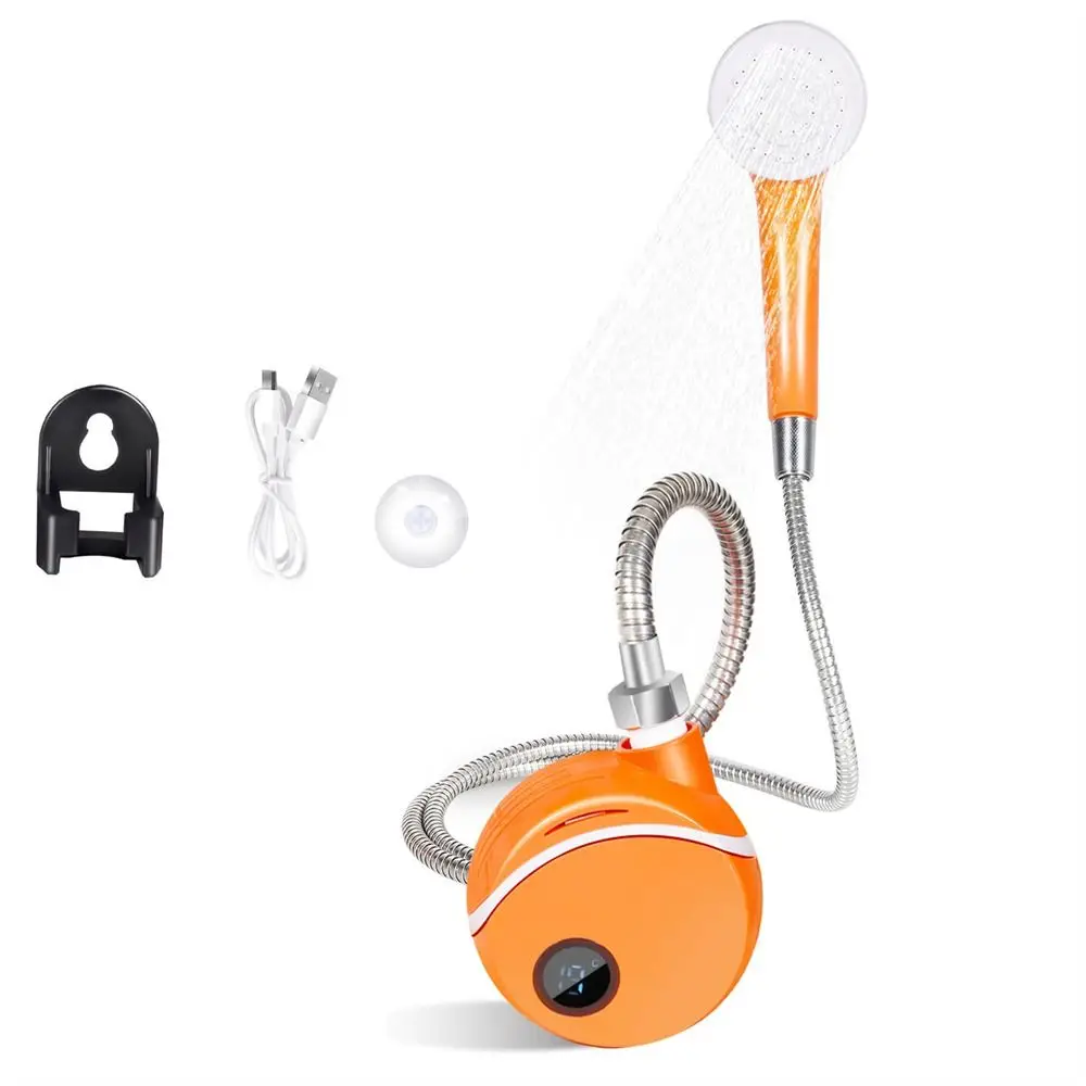 Digital Temperature Display Outdoor Shower 2000Mah Adjustable Pressure Camping Shower High Pressure Waterproof Pump Head