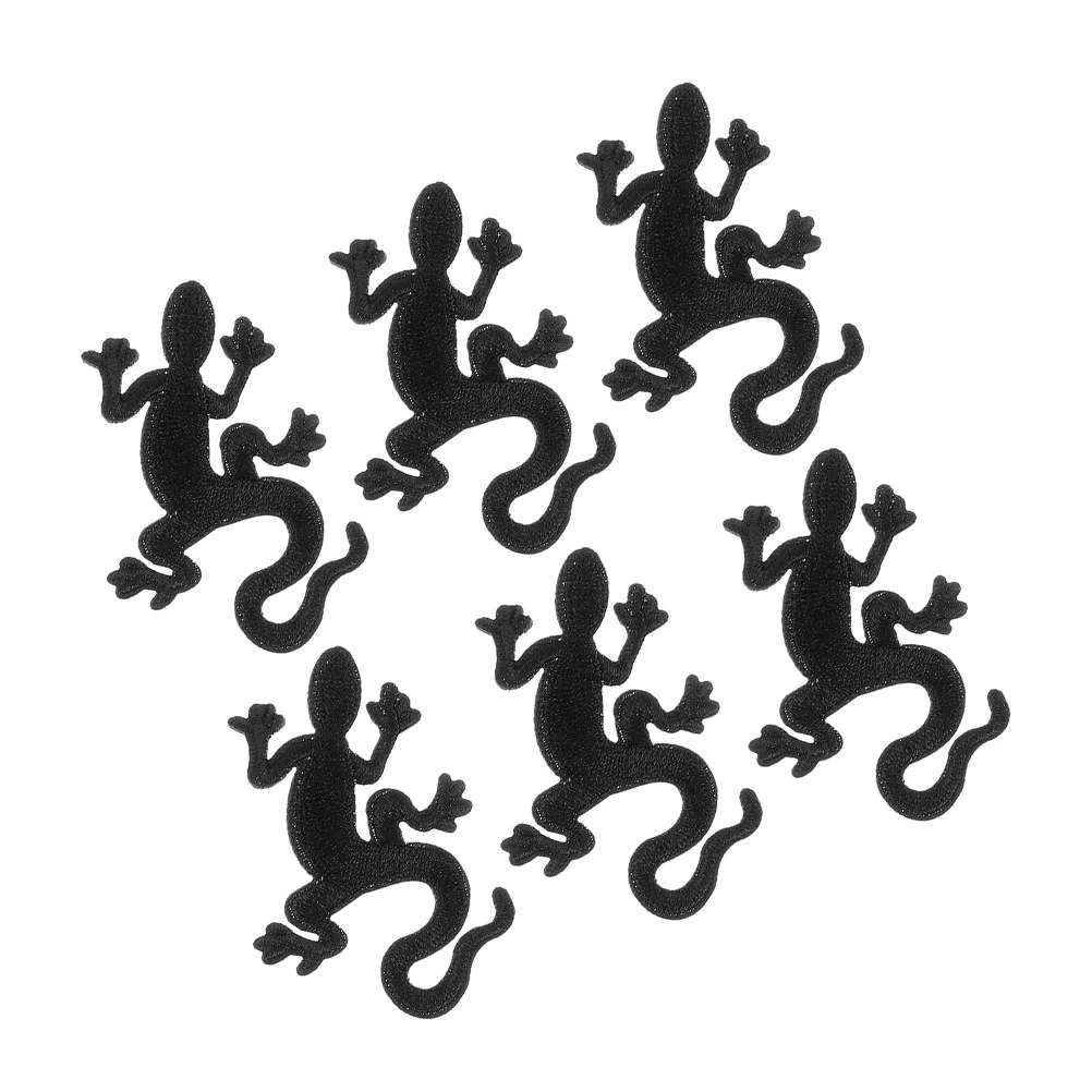 

6pcs Cloth Patch Embroidered Gecko Design Repair For Clothes Hats Bags Lightweight Iron-On Outdoor Patches Sew On Patches