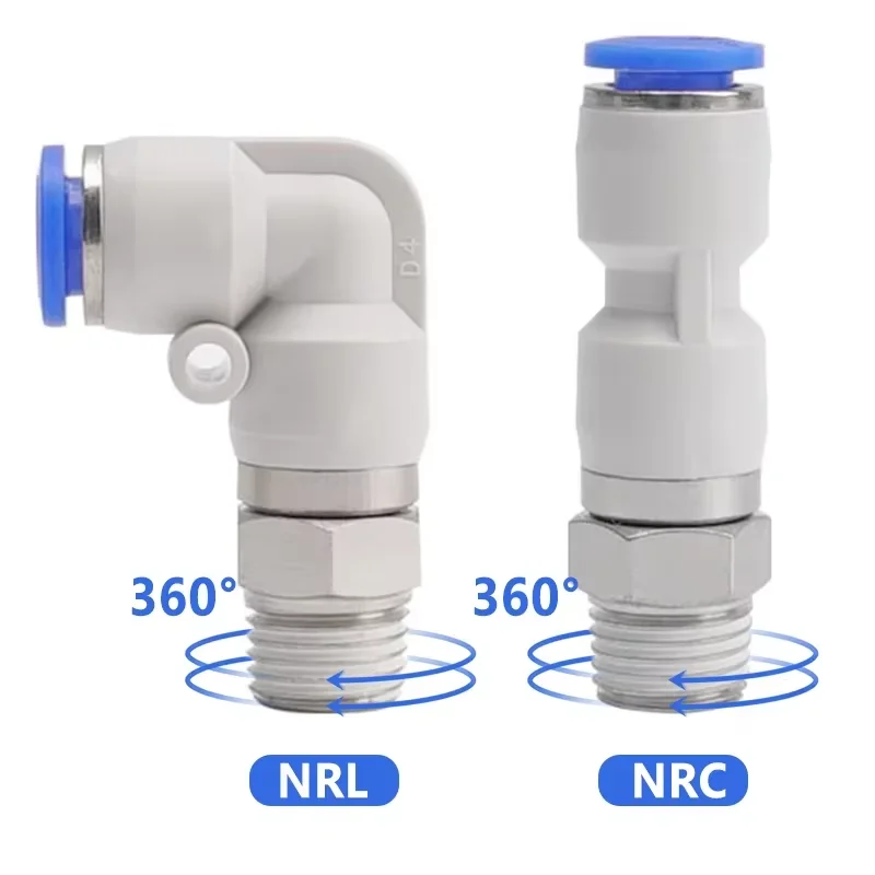 

Pneumatic Rotary Connectors Swivel Fittings 360° Rotation Male Thread M5 1/4 1/2 Hose Joint 6/8/10mm Revolute DEUBLIN Connector