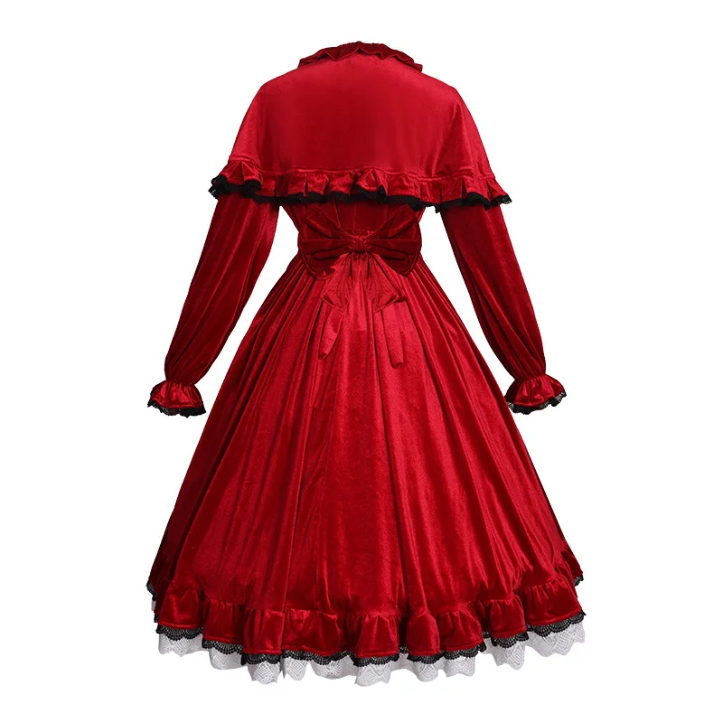 Rozen Maiden Mercury Lampe Pure Ruby Adult Cosplay Costume Dress Skirt Socks Shawl Wrist Hair Accessories Halloween Party Outfit