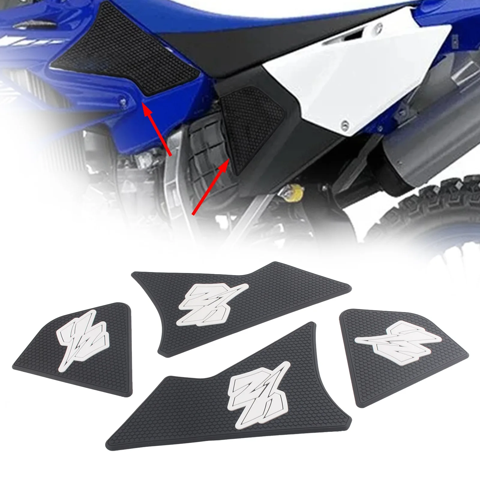 

4pcs Motorcycle Fuel Tank Pad Protector Anti Slip Motocross Knee Grips Stickers For Yamaha YZ250R YZ125R 2020 Pit Dirt Bike Part