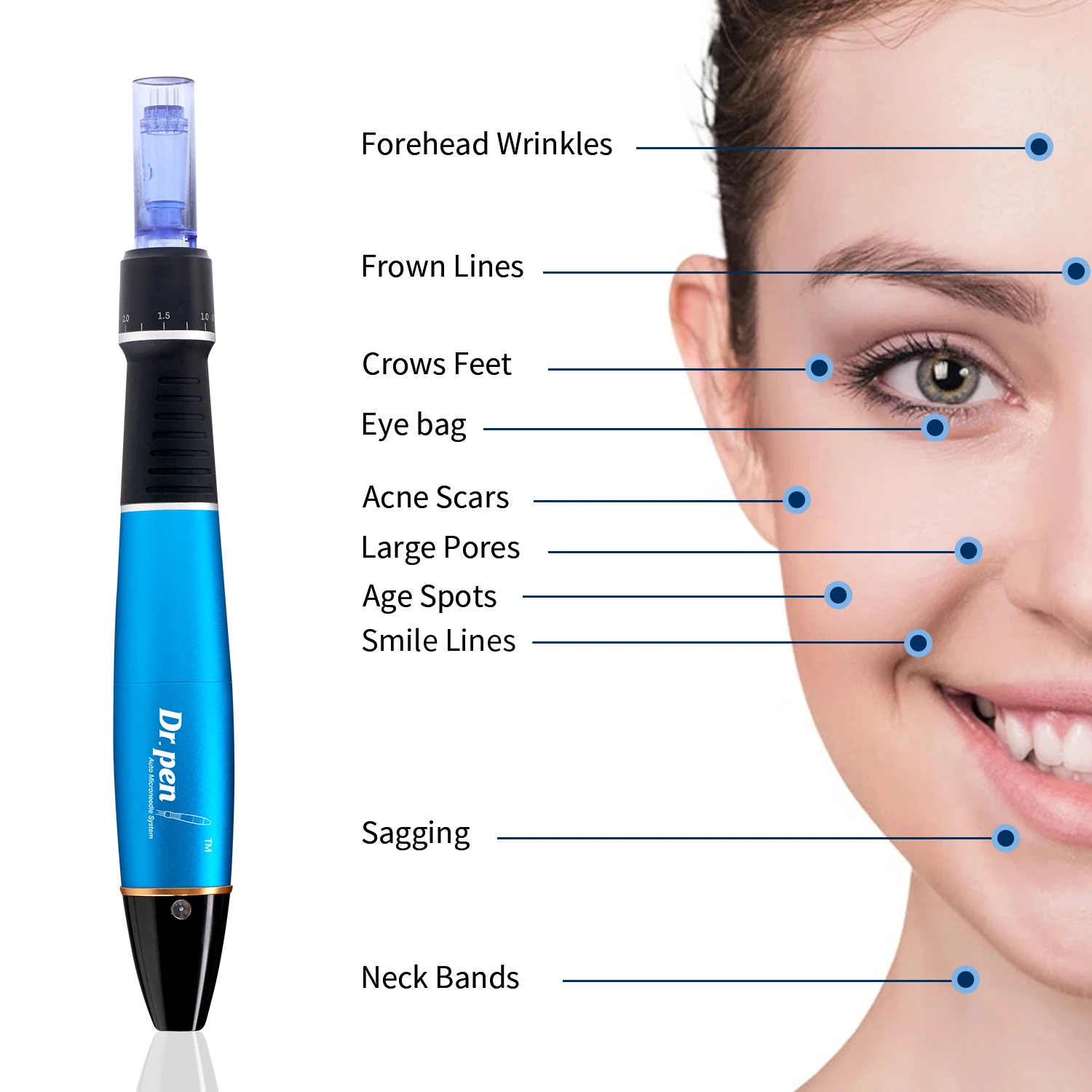 Dr Pen Ultima A1 Wireless Derma Pen with 12Pcs Cartidges Kit Microneedling Pen Auto Micro Needles Mesotherapy Skin Care Device