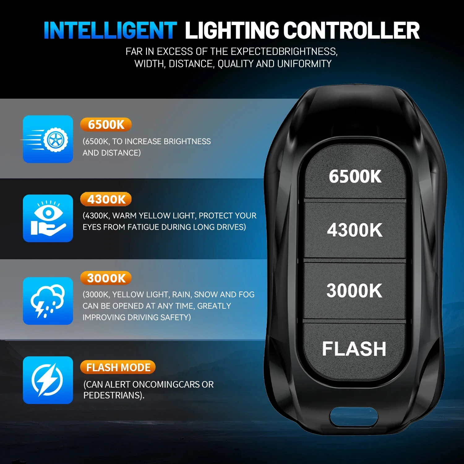 8800W H4 LED Headlights H1 H7 H11 9005 HB3 9006 HB4 6500K 4300K 3000K Three Color Remote Control 4 Modes Car Lights 12V 24V