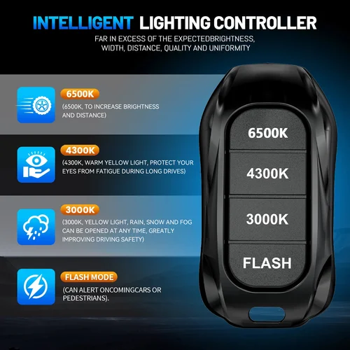 Imagen 2 del producto Faros LED H4 de 8800W, H1 H7 H11 9005 HB3 9006 HB4, 6500K 4300K 3000K, Tres Colores, Control Remoto, 4 Modos, Luces para Auto, 12V 24V