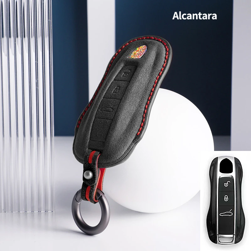 Alcantara Car Key Case Cover For Porsche Panamera Spyder Carrera Macan Cayman Cayenne 911 970 981 991 Accessories