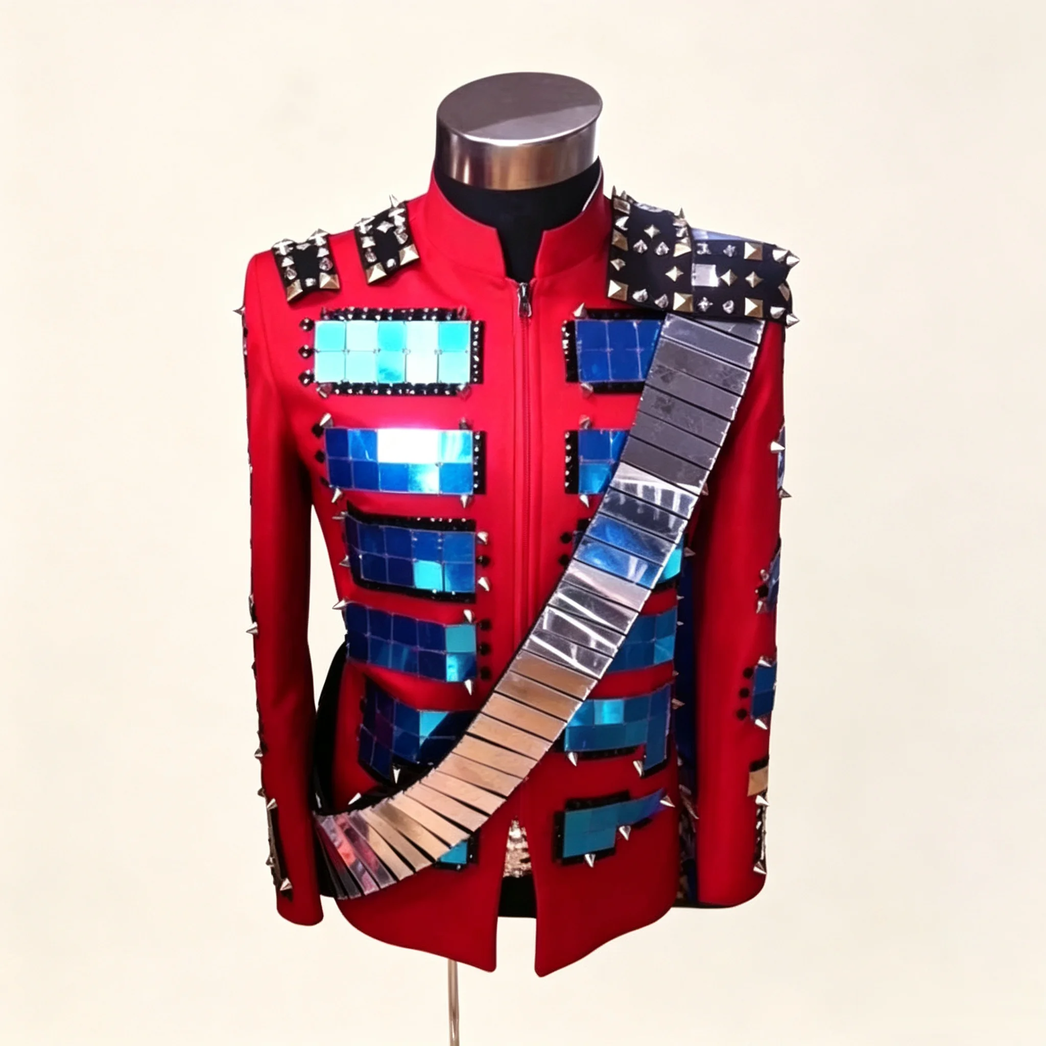 Customized Men's Mirror Lens Epaulet Royal Jacket Chorus Singer Host Wedding Dress Club Party Show Stage  Performance Coat