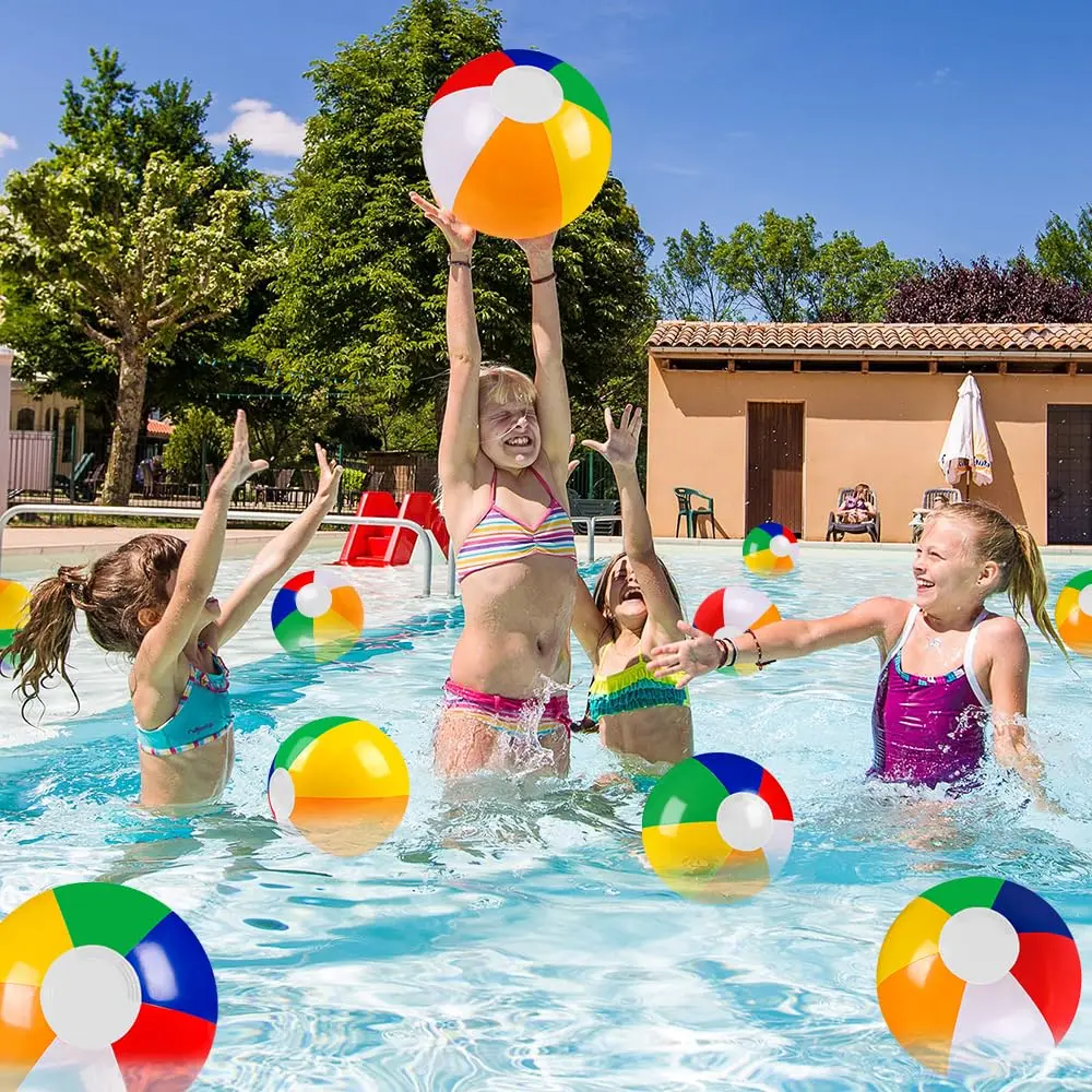 12"/20" Inflatable Beach Balls With Air Pump Swimming Pool Water Games Toys for Kids Summer Beach Party Bath Supplies Decoration