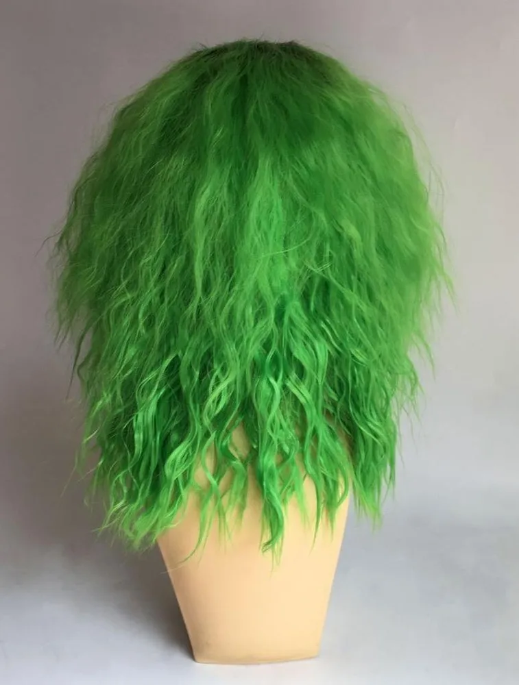 DELUXE VROUWELIJKE JOKER KOSTUUM PRUIK DAMES COSPLAY GROEN GOLVEND