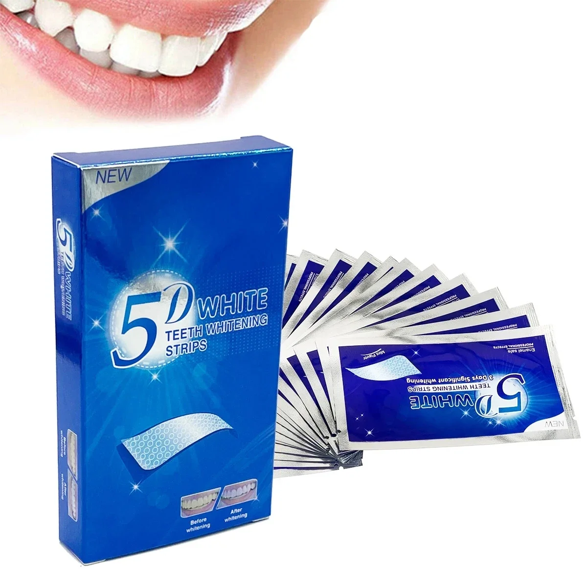 

Sdotter New 5D Whitening Teeth Stickers 7/14 Pairs Gel Whitening Strips Stain Removal Oral Hygiene Care Strip Dental Bleaching T