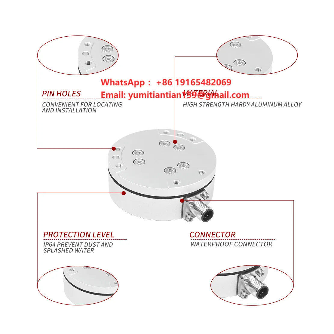 Kunwei KWR82 Series 0.1% FS Precision 0.5%FS Accuracy 82mm 6 Axis Torque Force Sensors 50N 200N 400N 500N for Robots