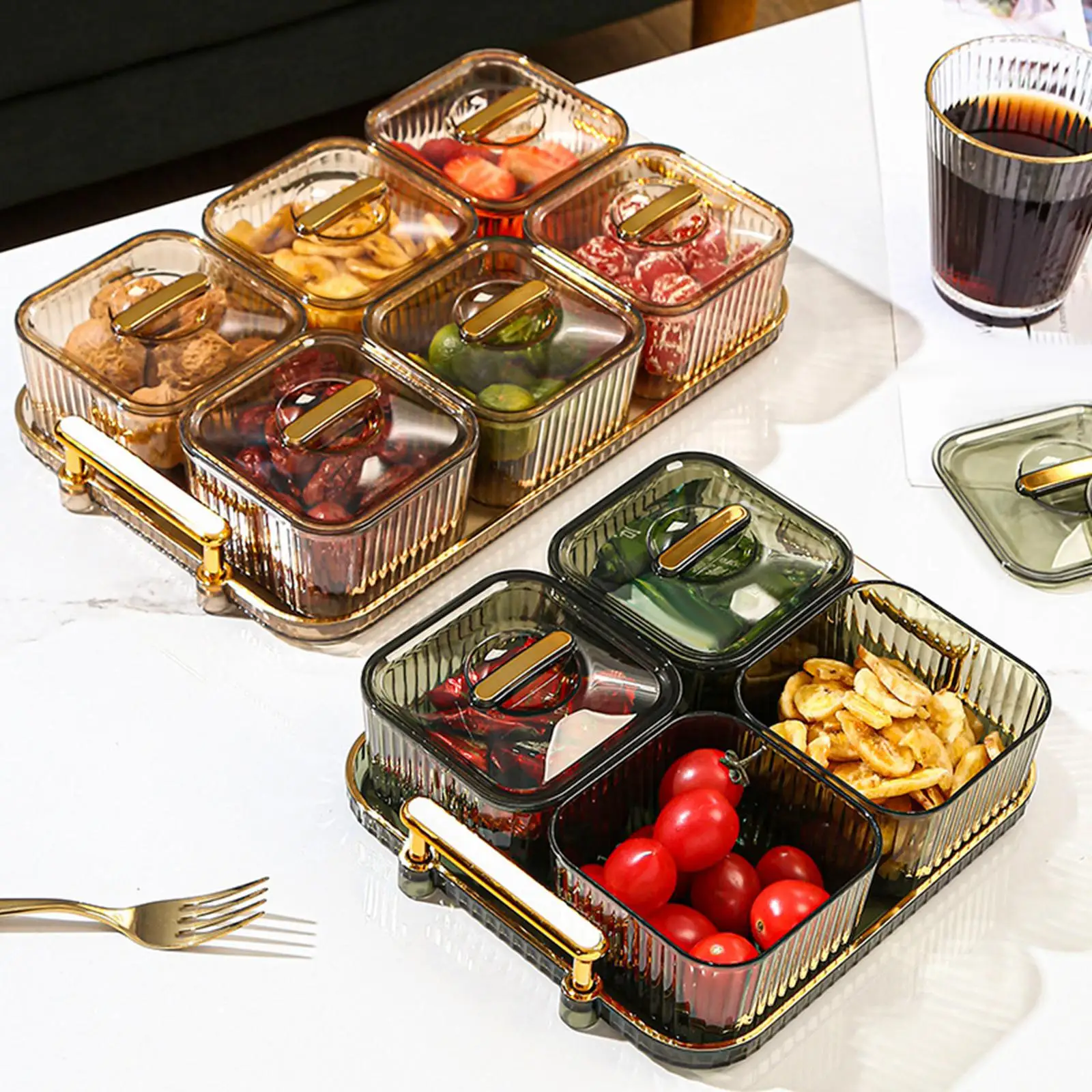 Divided Serving Platter, Snacks Plate, Anti Skid Fruit Plate Tray, Home
