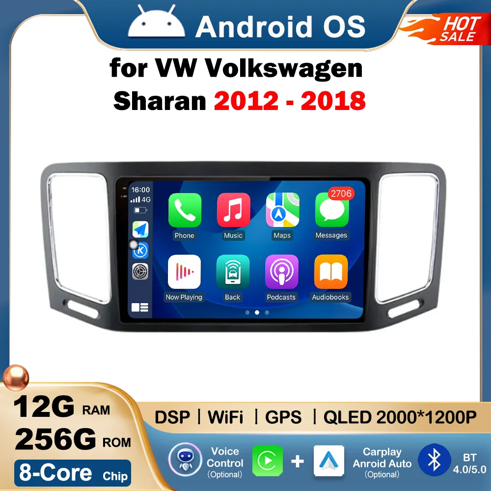 for VW Volkswagen Sharan 2012 - 2018 GPS Navi Android OS Car Radio Video Mulltmedia Audio Player WIFI IPS DSP Stereo NO 2 din 4G