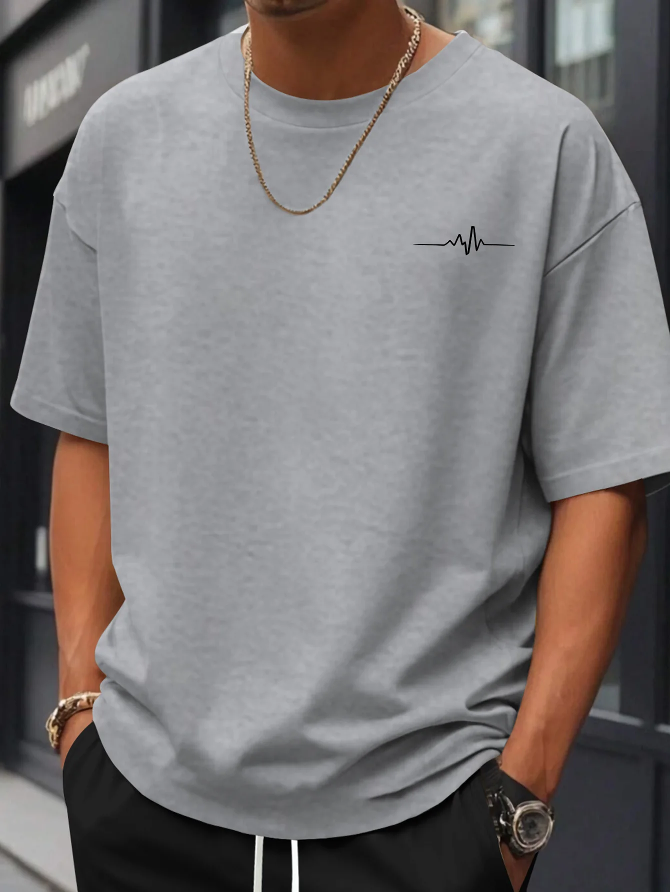 2026 Summer Best-selling Men's Pure Cotton T-shirt Street Casual Fashion Soft and Breathable Simple Stripes Pattern Print