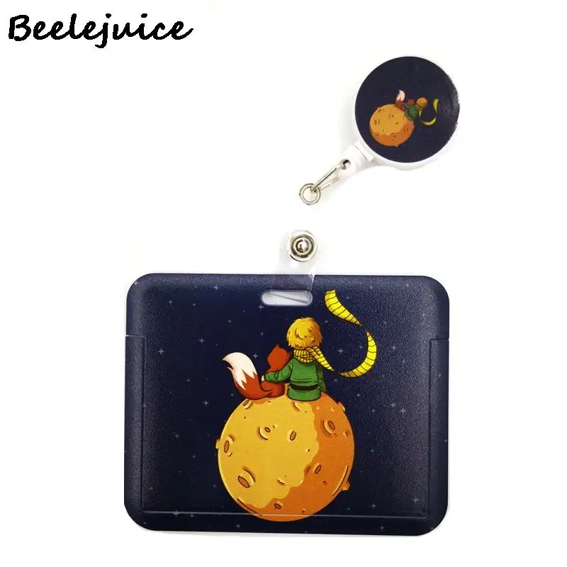 

Little Prince Moon Fox Fashion Women Card Holder Lanyard Retractable Badge Reel Nurse Doctor Student ID Card Clips Badge Holder