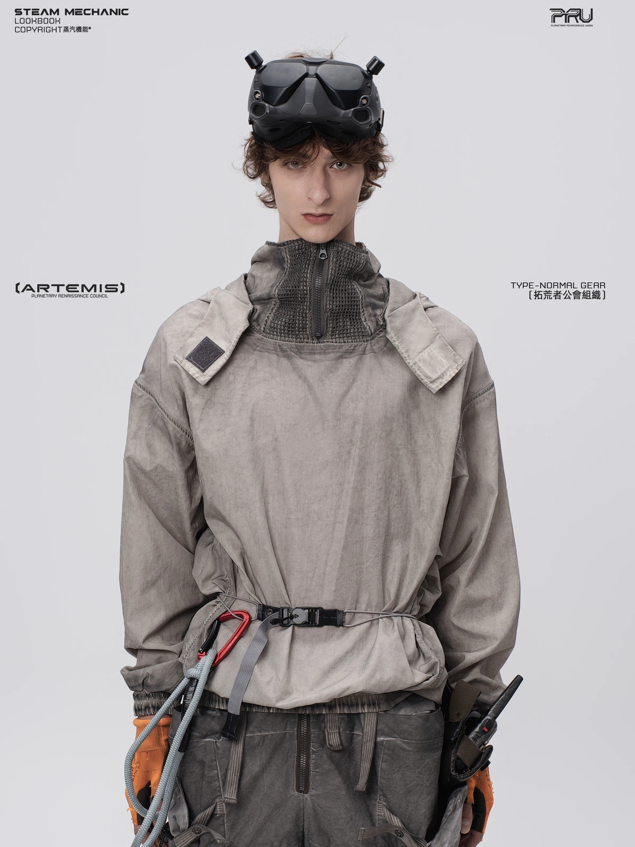 البخار 25AW غسلها بالماء المتعثرة سايبربانك القفار الشرير مستقبلية موضة الشارع الشهير ملابس العمل انفصال مقنعين البلوز