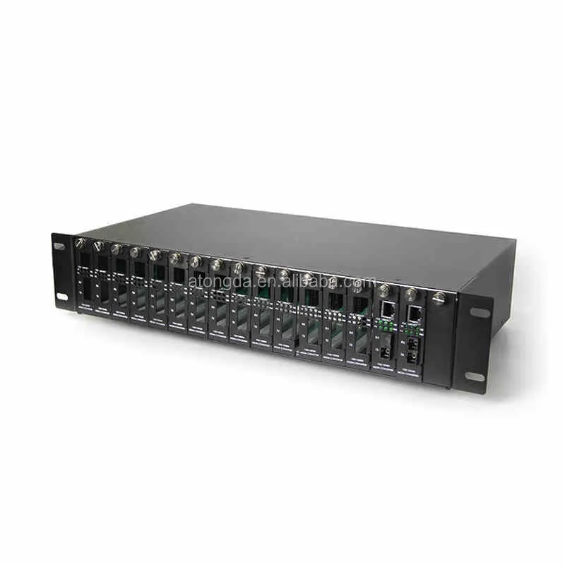 19 inch 2U Fiber Media Converter Chassis Rack 14 slots met plug-in optische transceivers voor FTTH-gebruik