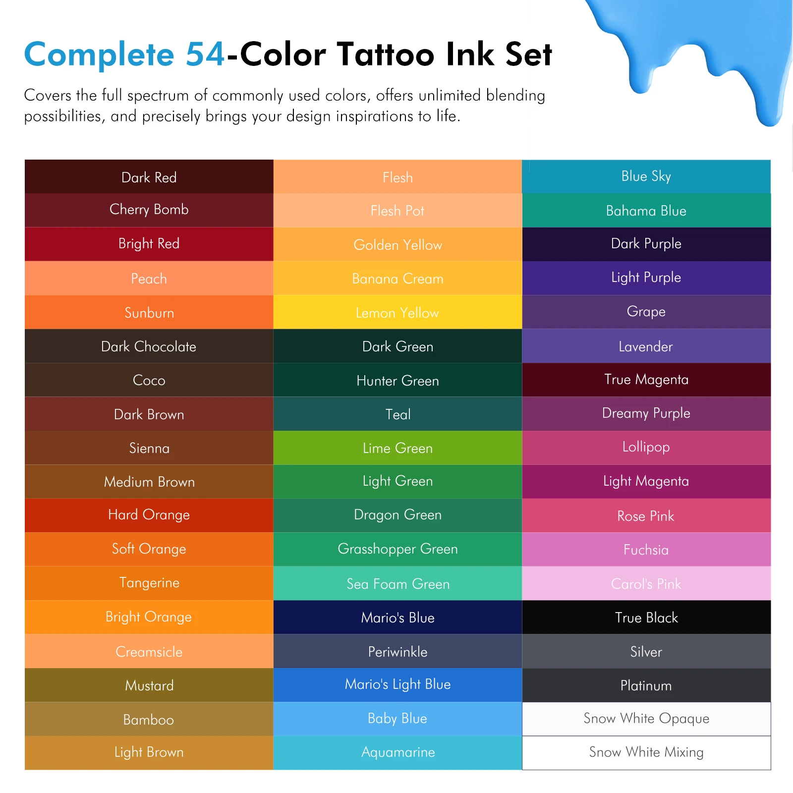 30ML Golden Yellow Color Tattoo Ink Body Art Tattoo Ink Vibrant Vegan Long Lasting No Color Loss Professional Tattoo Ink 1Oz