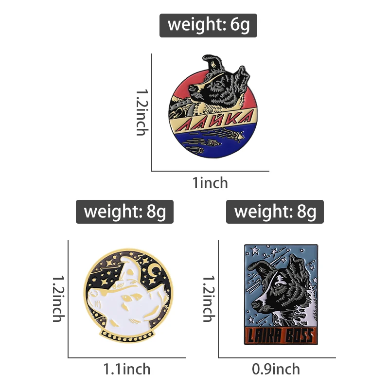 مضحك الكرتون الفضاء الكلب بروش المينا دبابيس مخصص لايكا بوس الاتحاد السوفياتي بروش ظهره شارة مجوهرات بأشكال حيوانات الإكسسوار للأصدقاء